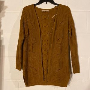 Pink Republic Size XS Mustard Knit Open Front Cardigan